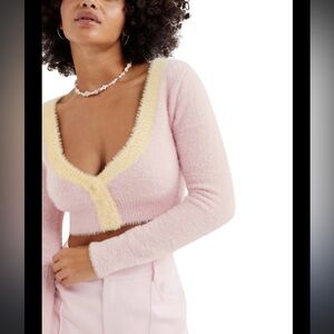 For Love & Lemons Sheila Cropped Cardigan in pink size XS